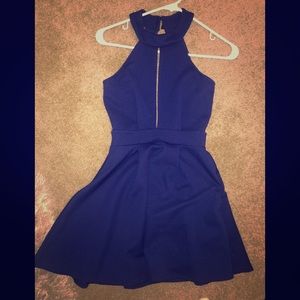 Blue dress with gold fastens